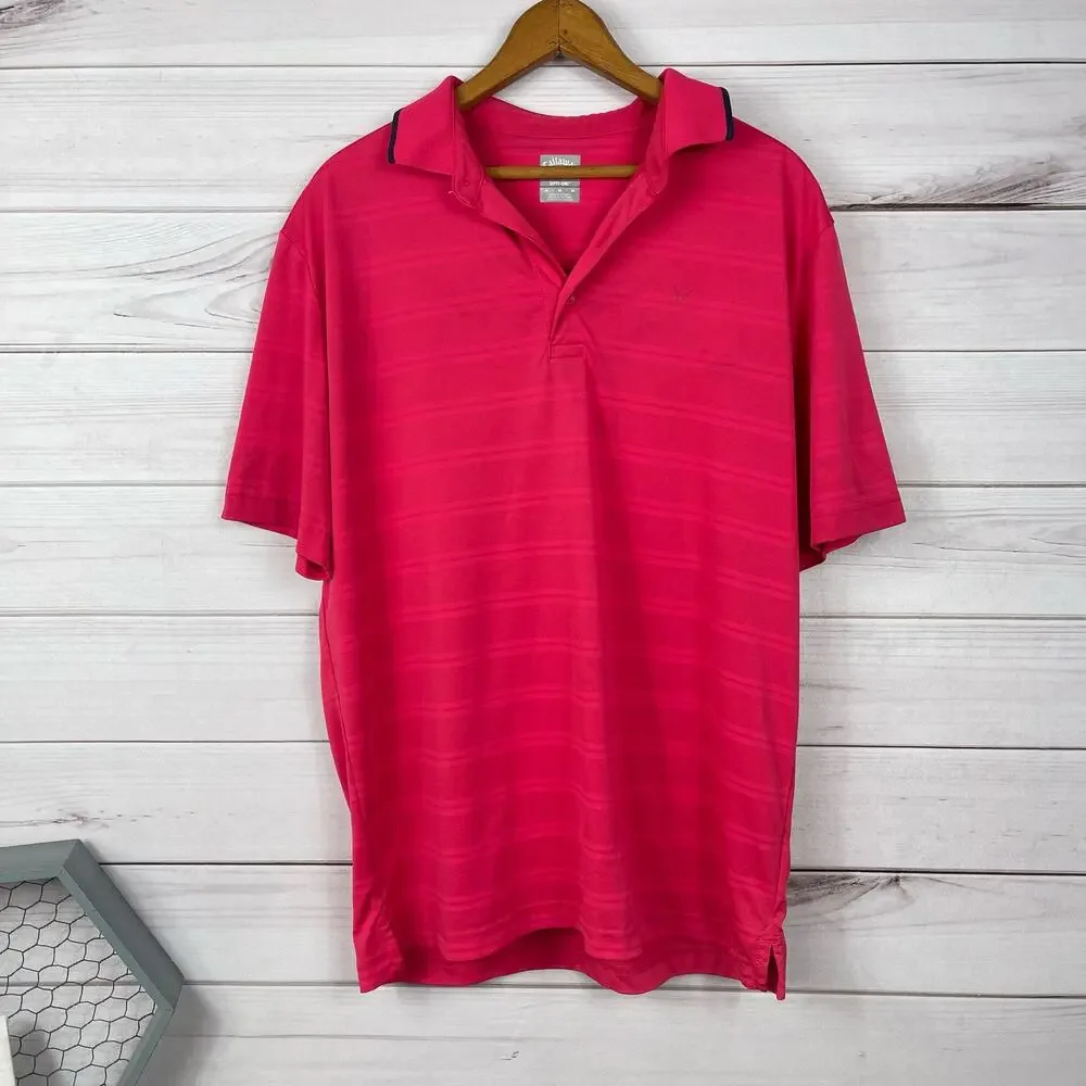 Men's Callaway Opti-Dry Short Sleeve Pink Golf‎ Shirt Medium
